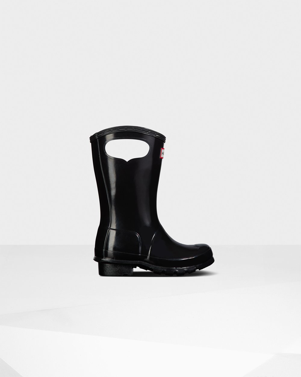 Botas de Lluvia Hunter Niños - Original Big Grab Handle Gloss - Negros - EWDVJHX-10